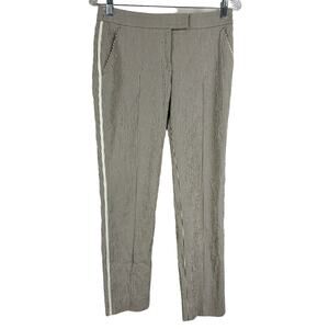 Akris Punto NWOT Frankie Stripe Stretch Gabardine Trouser Pant Brown White Sz 2